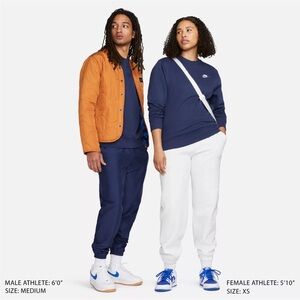 Nike Navy and White Sportswear Club Fleece Crewneck